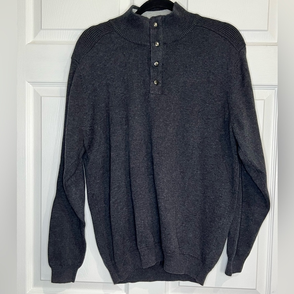 Tasso Elba Men’s 1/4 Snap Closure Sweater - Size Large - Gray